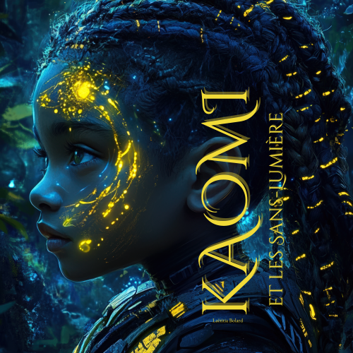 Couverture de Kaomi et les Sans-Lumière, conte illustré afro-poétique pour enfants dès 6 ans.