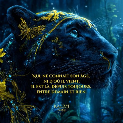 Sous les fleurs et l’or, son regard porte la mémoire du monde.